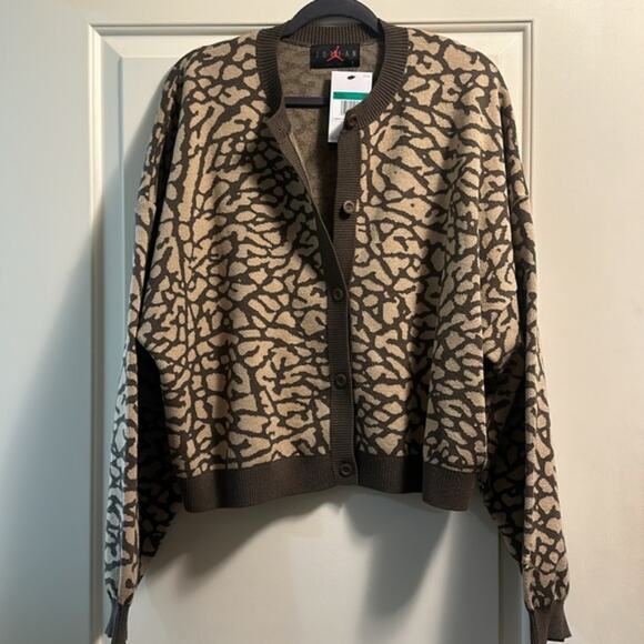 Jordan Elephant Jacquard Wool Blend Oversized Cardigan Sweater Plus Size 3X‎ New - Picture 3 of 10